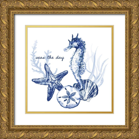 Seas The Day Gold Ornate Wood Framed Art Print with Double Matting by Gaynor, Janice