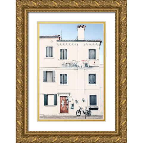 Quiet Mediterranean Village Gold Ornate Wood Framed Art Print with Double Matting by Amos, Andy