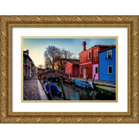 Burano Gold Ornate Wood Framed Art Print with Double Matting by Amos, Andy