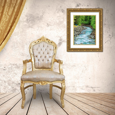 Countryside River Gold Ornate Wood Framed Art Print with Double Matting by Peck, Gail