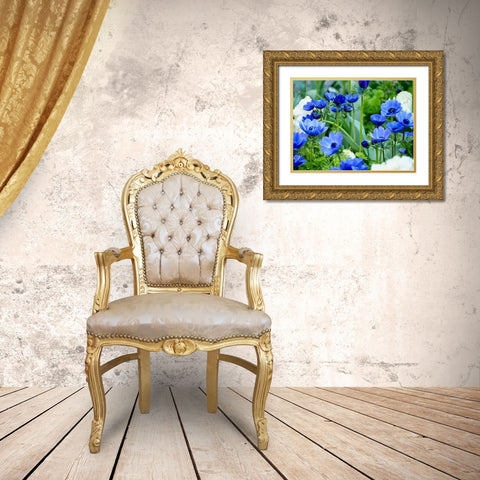 Vibrant Blue Hues Gold Ornate Wood Framed Art Print with Double Matting by Peck, Gail