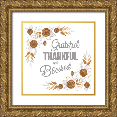 Harvest Floral I Gold Ornate Wood Framed Art Print with Double Matting by Metz, Andi