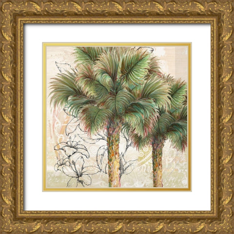 Palms Away I Gold Ornate Wood Framed Art Print with Double Matting by Diannart