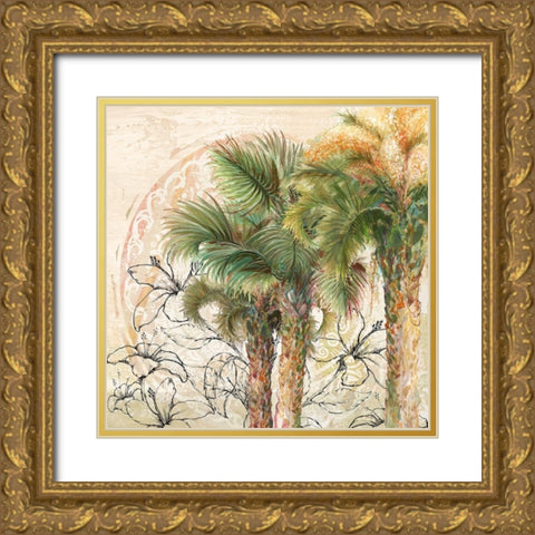 Palms Away II Gold Ornate Wood Framed Art Print with Double Matting by Diannart