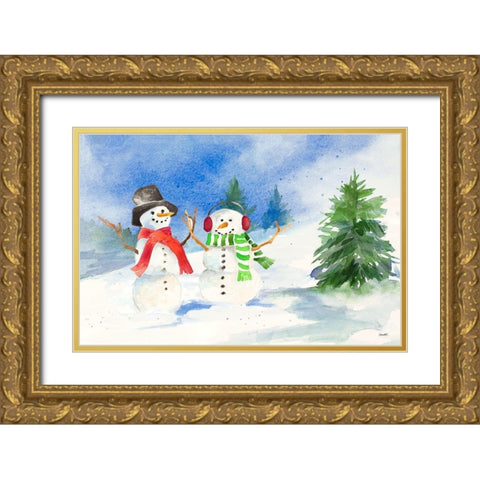 Snowman Valley I Gold Ornate Wood Framed Art Print with Double Matting by Loreth, Lanie