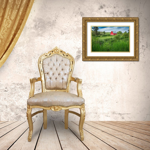 Little Farm Gold Ornate Wood Framed Art Print with Double Matting by Jimmyz