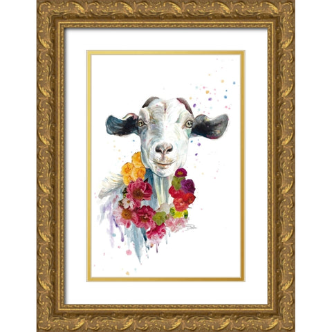 Cute Goat Gold Ornate Wood Framed Art Print with Double Matting by Pinto, Patricia