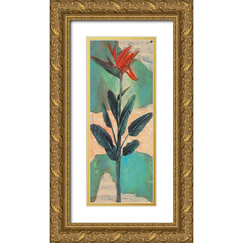 Bird Of Paradise Gold Ornate Wood Framed Art Print with Double Matting by Pattinian, Merri