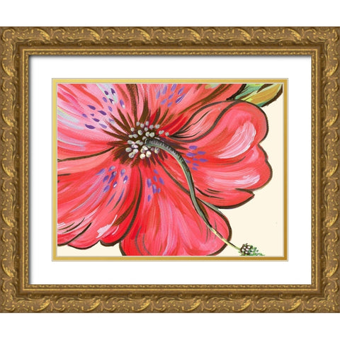 Vibrant Tropical Flower Gold Ornate Wood Framed Art Print with Double Matting by Del Sol, Ani