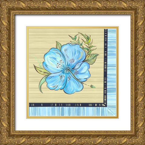 Vibrant Blue Island Flower Gold Ornate Wood Framed Art Print with Double Matting by Del Sol, Ani