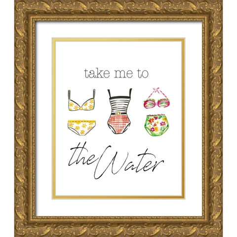 Take Me to the Water Gold Ornate Wood Framed Art Print with Double Matting by Del Sol, Ani