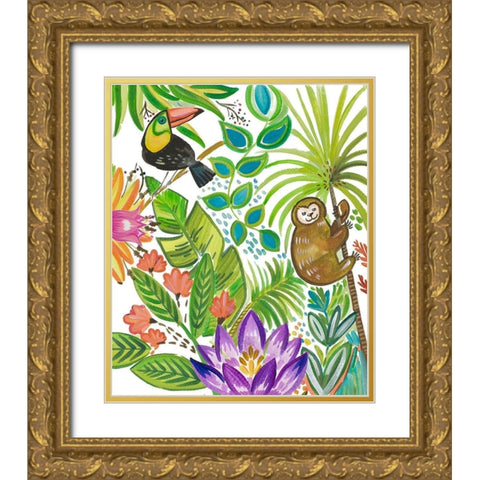 Tropical Wildlife II Gold Ornate Wood Framed Art Print with Double Matting by Del Sol, Ani