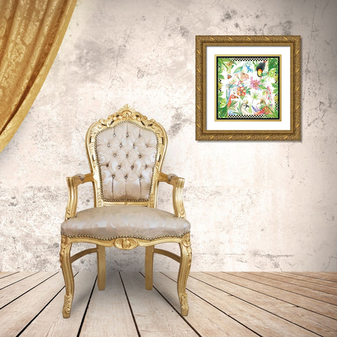 Tropical Birds Gold Ornate Wood Framed Art Print with Double Matting by Del Sol, Ani