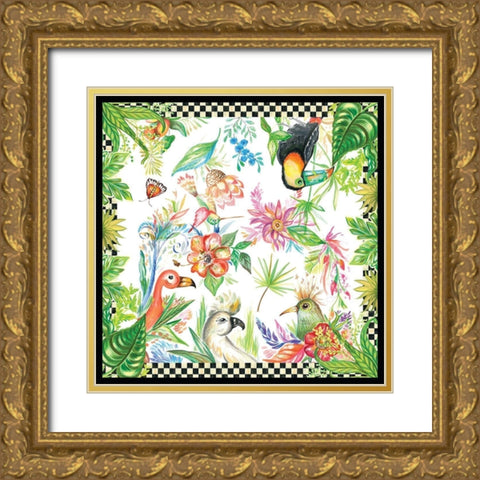Tropical Birds Gold Ornate Wood Framed Art Print with Double Matting by Del Sol, Ani
