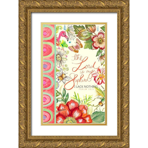 Lord is my Shepherd Gold Ornate Wood Framed Art Print with Double Matting by Del Sol, Ani
