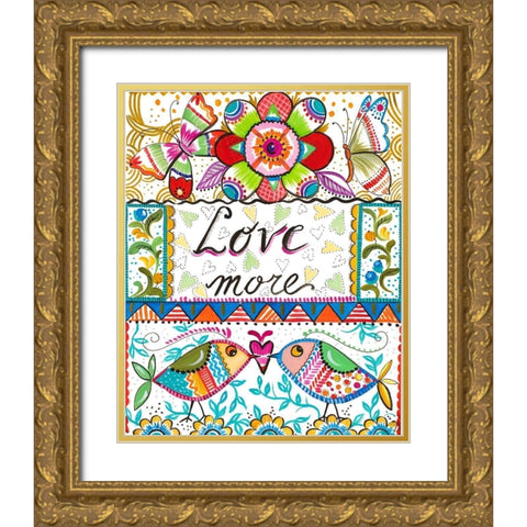 Love More Gold Ornate Wood Framed Art Print with Double Matting by Del Sol, Ani