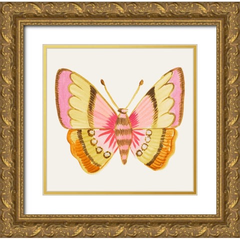 Bright Butterfly Gold Ornate Wood Framed Art Print with Double Matting by Del Sol, Ani