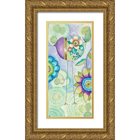 Stand Tall Bird III Gold Ornate Wood Framed Art Print with Double Matting by Del Sol, Ani