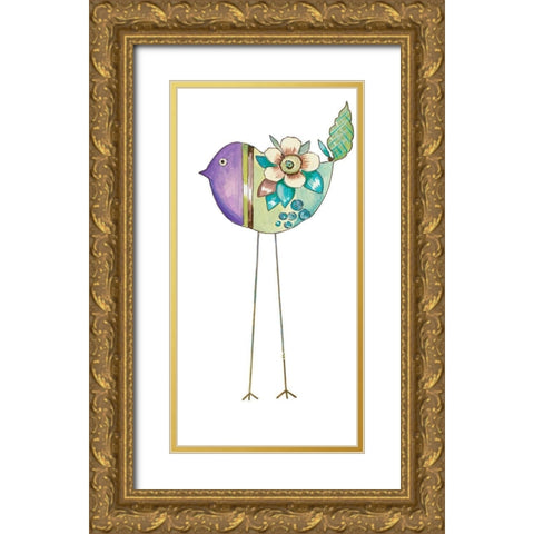 Stand Tall Bird IV Gold Ornate Wood Framed Art Print with Double Matting by Del Sol, Ani