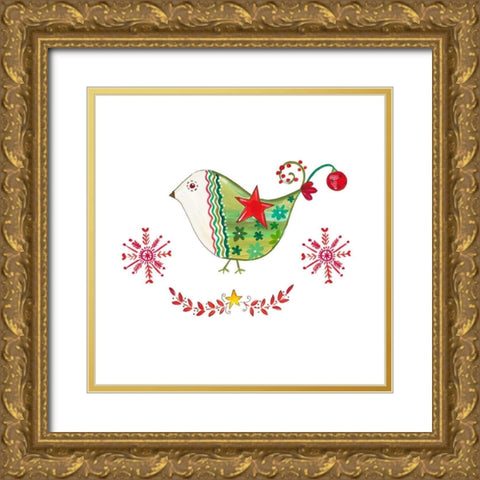 Christmas Dove I Gold Ornate Wood Framed Art Print with Double Matting by Del Sol, Ani