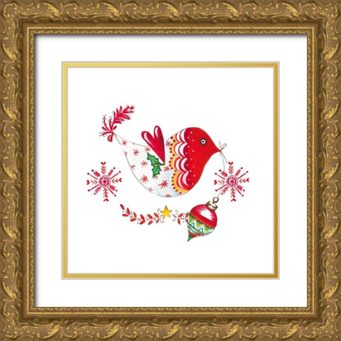 Christmas Dove II Gold Ornate Wood Framed Art Print with Double Matting by Del Sol, Ani