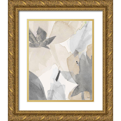 Muted Delicate Floral I Gold Ornate Wood Framed Art Print with Double Matting by Loreth, Lanie