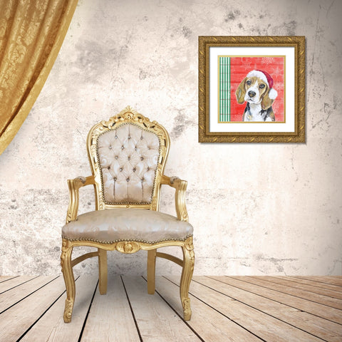 Holiday Puppy I Gold Ornate Wood Framed Art Print with Double Matting by Pinto, Patricia