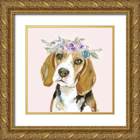 Flower Crown Pet I Gold Ornate Wood Framed Art Print with Double Matting by Pinto, Patricia