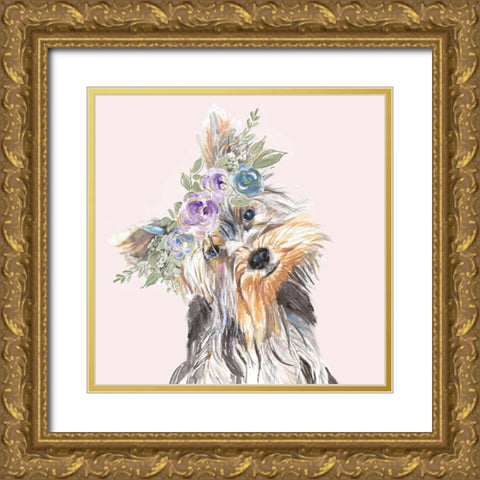 Flower Crown Pet II Gold Ornate Wood Framed Art Print with Double Matting by Pinto, Patricia