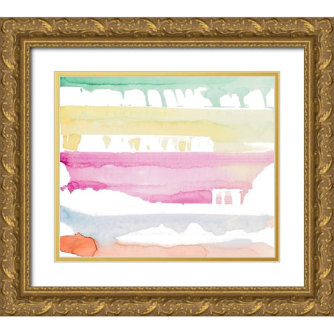 Watercolor Rainbow Abstract Gold Ornate Wood Framed Art Print with Double Matting by Bryant, Susan