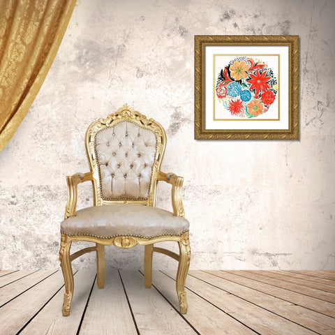 Bright Floral Matisse Circle I Gold Ornate Wood Framed Art Print with Double Matting by Del Sol, Ani