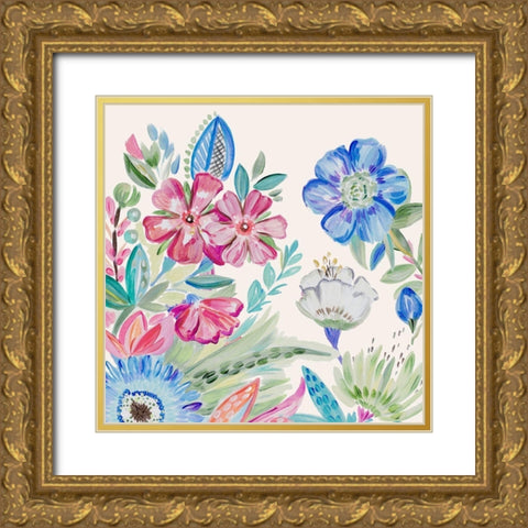 Spring Flower Garden III Gold Ornate Wood Framed Art Print with Double Matting by Del Sol, Ani