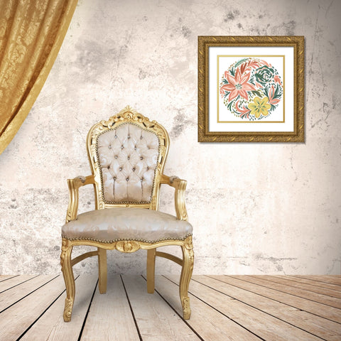 Peachy Matisse Florals III Gold Ornate Wood Framed Art Print with Double Matting by Del Sol, Ani