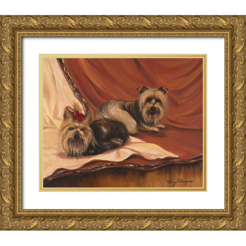Terrier Couple Gold Ornate Wood Framed Art Print with Double Matting by Hakimipour, Tiffany