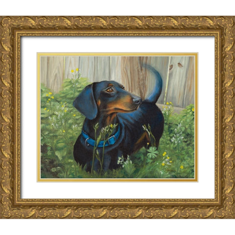 Dachshund Gold Ornate Wood Framed Art Print with Double Matting by Hakimipour, Tiffany