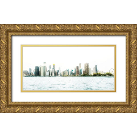 Chicago Coastline Gold Ornate Wood Framed Art Print with Double Matting by Bill Carson Photography