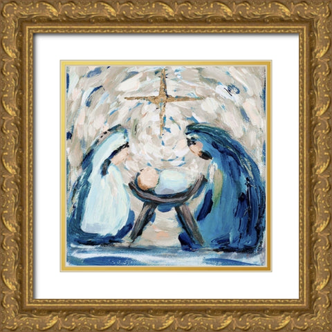 Let Us Adore Him Gold Ornate Wood Framed Art Print with Double Matting by Hewitt, L.