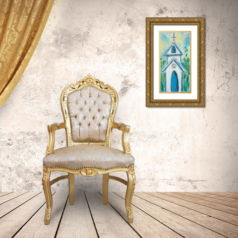 Chapel Gold Ornate Wood Framed Art Print with Double Matting by Hewitt, L.