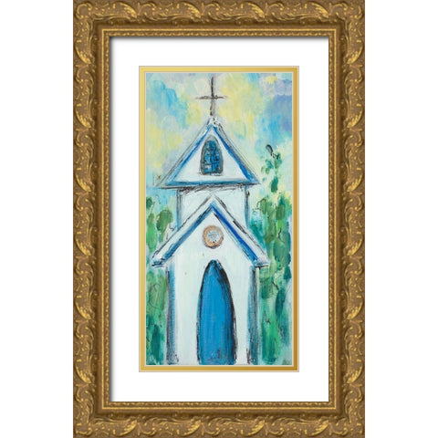 Chapel Gold Ornate Wood Framed Art Print with Double Matting by Hewitt, L.