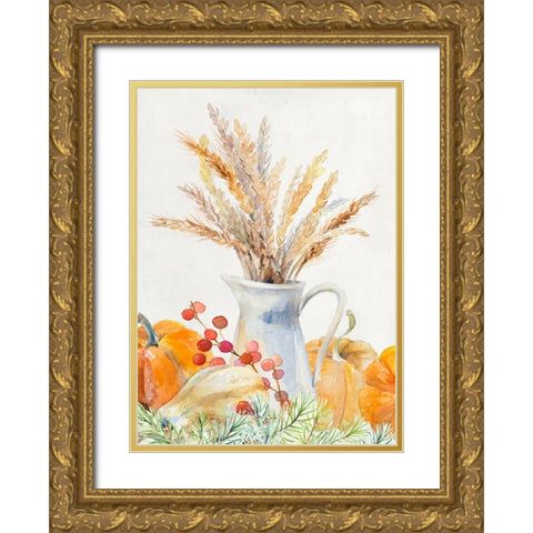 Harvest Wheat Pitcher Gold Ornate Wood Framed Art Print with Double Matting by Loreth, Lanie