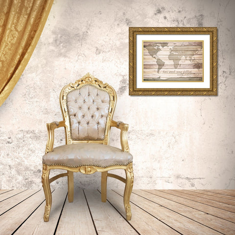 Filled with Adventure Gold Ornate Wood Framed Art Print with Double Matting by SD Graphics Studio