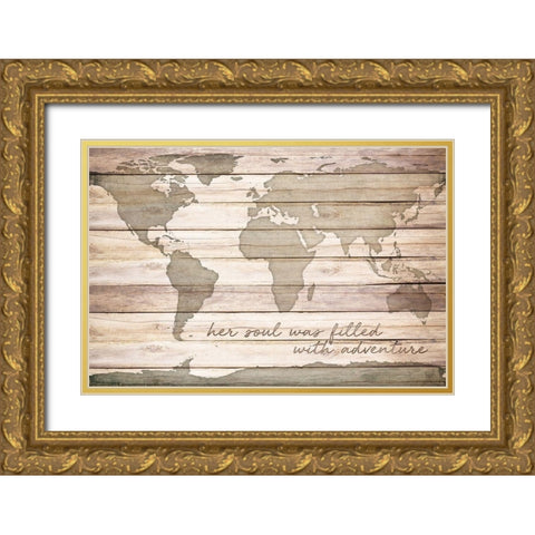 Filled with Adventure Gold Ornate Wood Framed Art Print with Double Matting by SD Graphics Studio