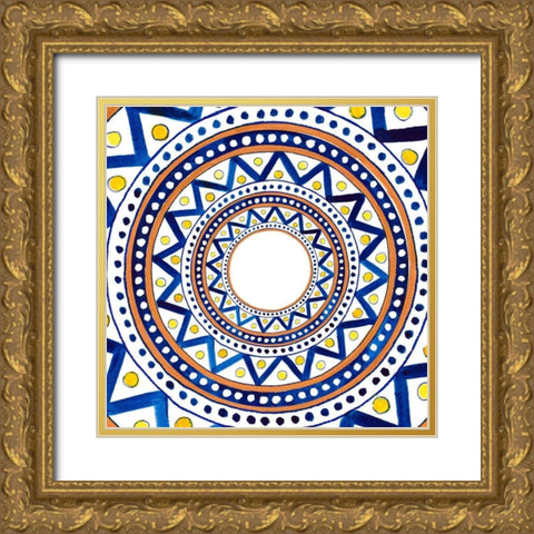 Italian Chevron Burst Tile Gold Ornate Wood Framed Art Print with Double Matting by Pinto, Patricia