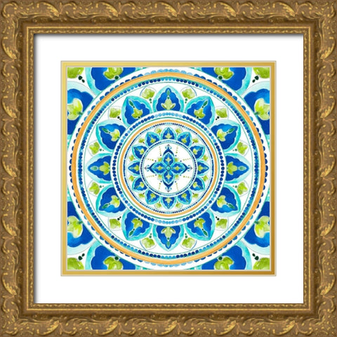 Italian Leaf Tile Gold Ornate Wood Framed Art Print with Double Matting by Pinto, Patricia