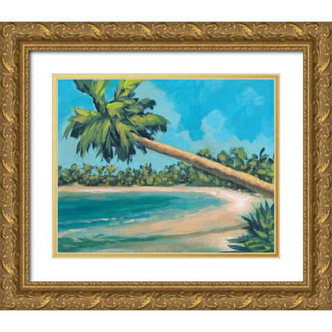 A Palm Tree Away Gold Ornate Wood Framed Art Print with Double Matting by Meneely, Dan