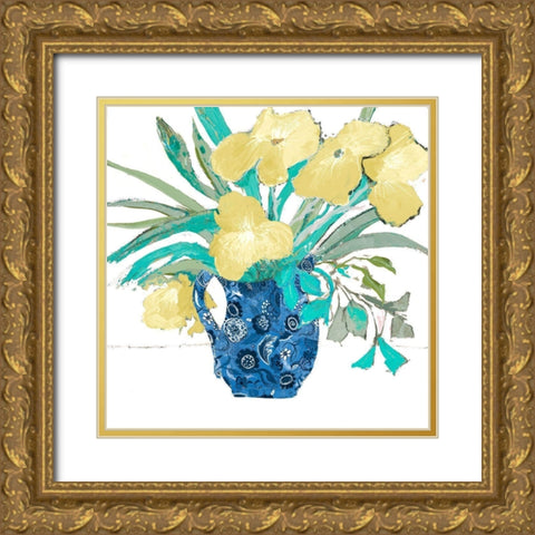 Yellow Springtime Gold Ornate Wood Framed Art Print with Double Matting by Maria, Robin