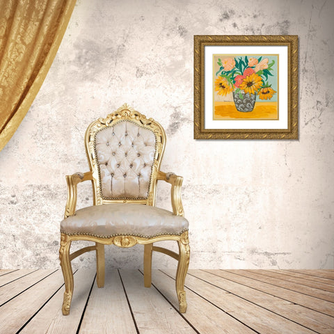 Summertime Vase Gold Ornate Wood Framed Art Print with Double Matting by Maria, Robin