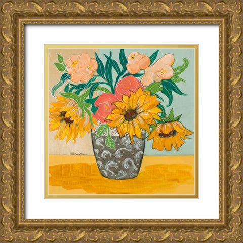 Summertime Vase Gold Ornate Wood Framed Art Print with Double Matting by Maria, Robin