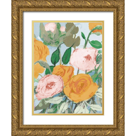 Summer Roses Gold Ornate Wood Framed Art Print with Double Matting by Maria, Robin