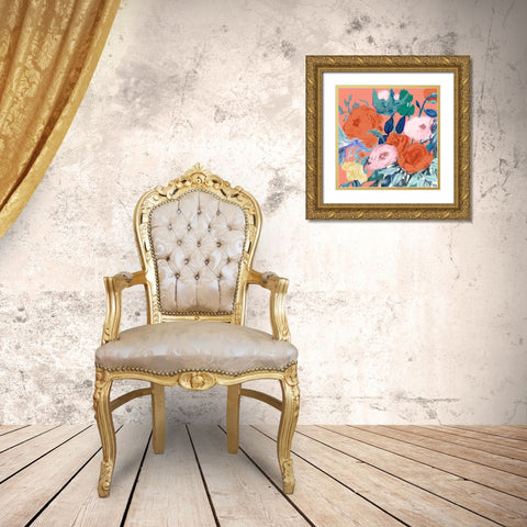Bright Roses Gold Ornate Wood Framed Art Print with Double Matting by Maria, Robin